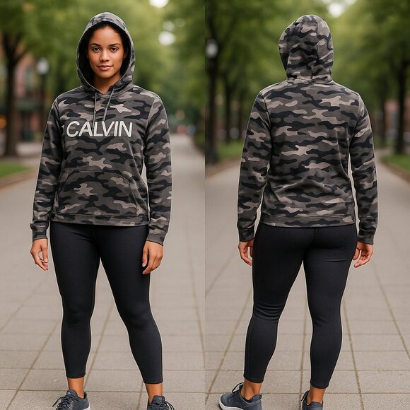 Calvin Klein Performance Camo Hoodie Pullover - Picture 1 of 9